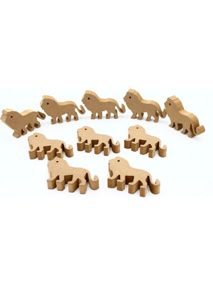 Neşeli Ahşap 10 Adet 10 Cmlik Aslan Figürü.dik Durabilir.okul Öncesi Eğitim Etkinlik