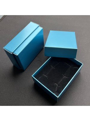 Örün Matbaa Mavi 8x6x3cm Süngerli Takı Kutusu Kolye, Bileklik, Mini Set Kutusu 25 Adet Demonte Sevk