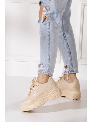 İmershoes  Günlük Kadın Spor Ayakkabı Yüksek Taban 6 cm Sneaker Siyah - Beyaz - Bej - Rugan - Süet 001