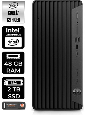 Hp Pro Tower 400 G9 Intel Core I7 12700 48GB 2tb SSD Fdos 6U3M9EA Masaüstü Bilgisayar & Per4 USB Bellek 6U3M9EAP344