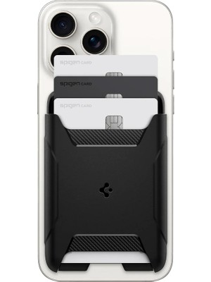 Spigen MagFit iPhone için MagSafe özellikli 3 Kartlı Manyetik Cüzdan Rugged Armor 2 Matte Black - AFA07150