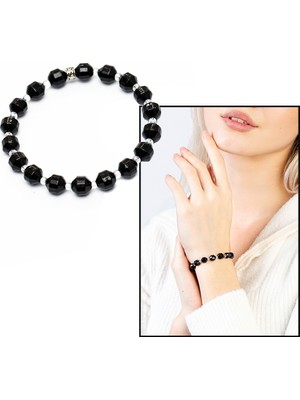 Gümüş Hediye Al Faset Kesim Oniks Doğaltaş Kadın Bileklik