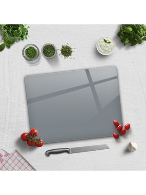 Decorita Düz Renk - Gri | Cam Kesme Tahtası - Cam Kesme Tablası | 30cm x 40cm