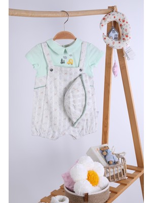 Baby Hola  Pamuk Erkek Bebek Şapkalı Tulum 2'li Set 13670