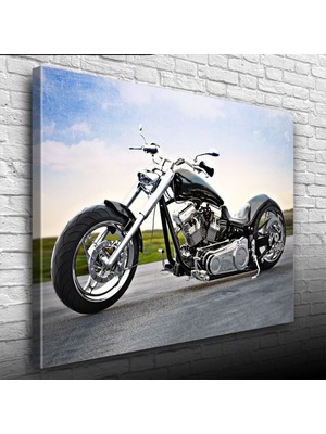 Chopper Siyah Motosiklet Kanvas Tablo 50 x 70