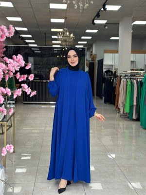 Hülya Abaya Takım Saks Mavisi Beden 2-44-48