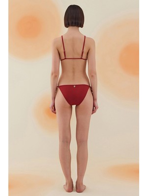 Bonesta Swimwear Barrel Burgundy Terry Bağcıklı Üçgen Bikini Takımı