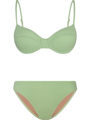 Bonesta Swimwear Creosote Pistachio Green Terry Balenli Bikini Takımı