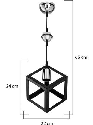 Lumen İstanbul Küp Tekli Sarkıt Siyah Krom Küre