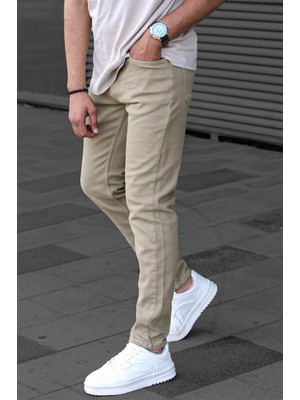 Madmext Erkek Taş Rengi Kanvas Slim Fit Pantolon
