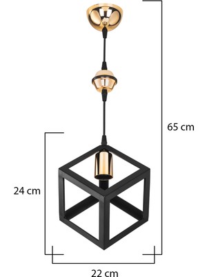 Lumen İstanbul Küp Tekli Sarkıt Siyah Gold Küre