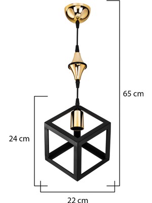 Lumen İstanbul Küp Tekli Sarkıt Siyah Gold Karo