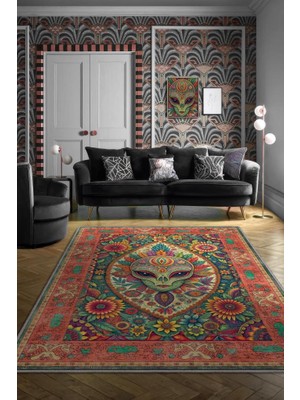 Homshtag Ailen Figürlü Korku Temalı Uzaylı Salon Halısı Mor Renkli Oturma Odası Halı Konsept Halı