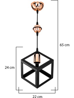 Lumen İstanbul Küp Tekli Sarkıt Siyah Bakır Küre