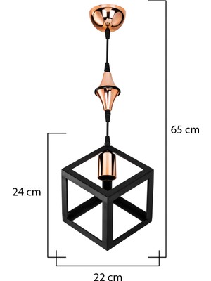 Lumen İstanbul Küp Tekli Sarkıt Siyah Bakır Karo