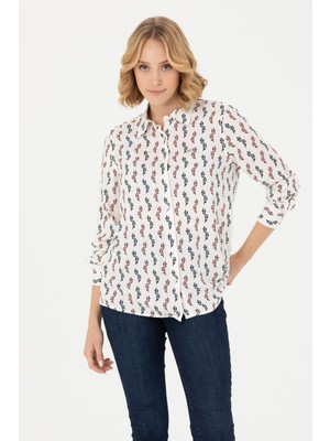 U.S. Polo Assn. Kadın Bordo Gömlek Desenli 50272032-VR014