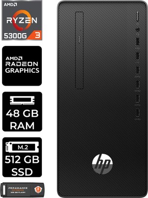 Hp 295 G9 Amd Ryzen 3 5300G 48GB 512GB SSD RX550/4GB Fdos 6D391EA Masaüstü Bilgisayar & Per4 USB Bellek 6D391EAP342