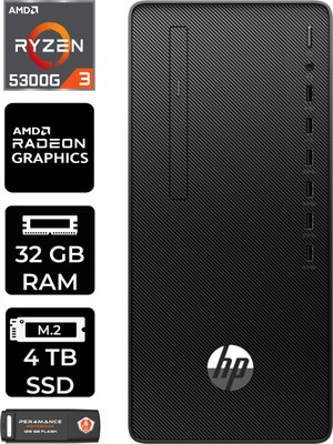 Hp 295 G9 Amd Ryzen 3 5300G 32GB 4tb SSD RX550/4GB Fdos 6D391EA Masaüstü Bilgisayar & Per4 USB Bellek 6D391EAP330