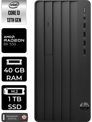 Hp Pro Tower 290 G9 Intel Core I3 13100 40GB 1tb SSD RX550/4GB W11H 8T2X0ES Masaüstü Bilgisayar & Per4 USB Bellek 8T2X0ESP388