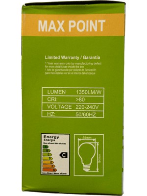 Max Poınt 100W 3200K (Sarı Işık) E27 Duylu Eski Tip Ampul (8 Adet)