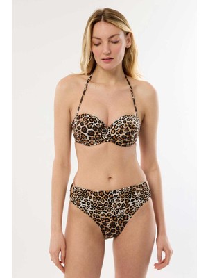 Ayyıldız 4600 Leopar Desenli Straplez Bikini Takımı