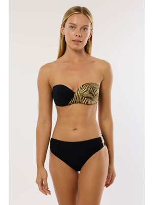 Ayyıldız 4600 Gold Yaldız Desenli Straplez Bikini Takımı