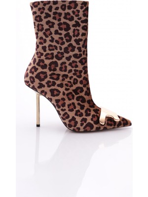 Dgn 8001 Kadin Önü Amblemli Topuklu Bot