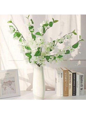 Nettenevime Yapay Çiçek 3dal Begonvil Çiçeği Beyaz 80CM Tek Dal Bodrum Çiçeği Sarkan Çiçek
