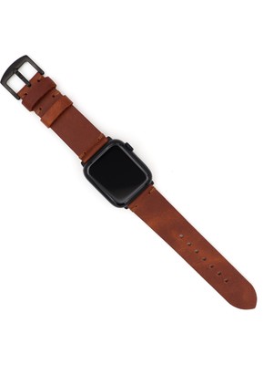 North's Nature Apple Watch Uyumlu Yandan Dikişli Deri Saat kordonu Kahve