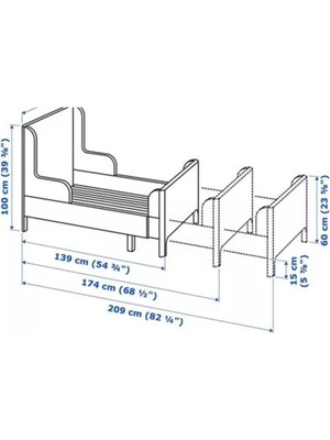 IKEA Busunge Uzayabilen Çocuk Karyolası, Beyaz Renk Meridyendukkan 80X200 cm