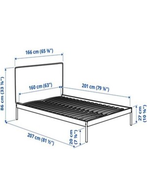 IKEA Kleppstad Çift Kişilik Karyola, Beyaz-Bej, 160X200 cm