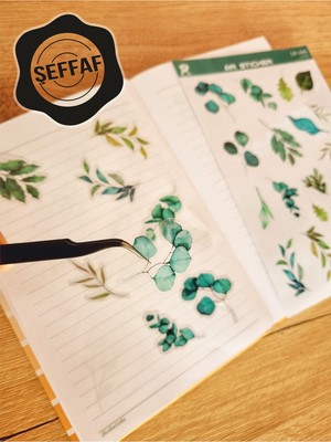 Sweet Twins - Şeffaf Floral & Leaf Temalı Laptop Notebook Telefon Tablet Ajanda Sticker Seti