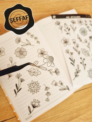 Sweet Twins - Şeffaf Floral & Leaf Temalı Laptop Notebook Telefon Tablet Ajanda Sticker Seti