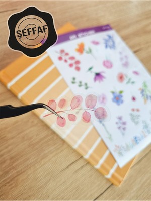 Sweet Twins - Şeffaf Floral & Leaf Temalı Laptop Notebook Telefon Tablet Ajanda Sticker Seti