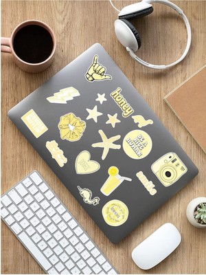 Sweet Twins Vsco Yellow Laptop Notebook Tablet Sticker Set 2 Uyumlu