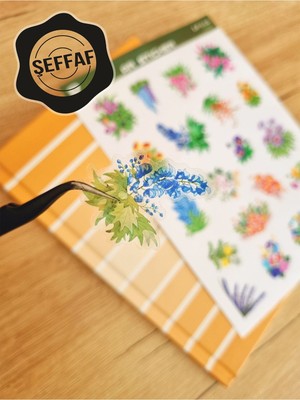 Sweet Twins - Şeffaf Floral & Leaf Temalı Laptop Notebook Telefon Tablet Ajanda Sticker Seti