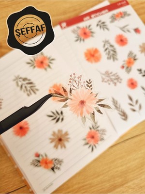 Sweet Twins - Şeffaf Floral & Leaf Temalı Laptop Notebook Telefon Tablet Ajanda Sticker Seti