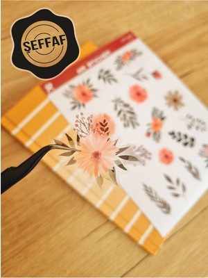 Sweet Twins - Şeffaf Floral & Leaf Temalı Laptop Notebook Telefon Tablet Ajanda Sticker Seti