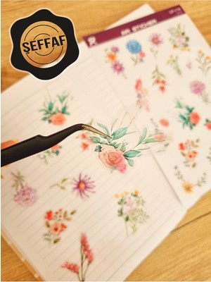 Sweet Twins - Şeffaf Floral & Leaf Temalı Laptop Notebook Telefon Tablet Ajanda Sticker Seti