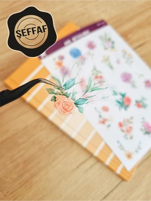 Sweet Twins - Şeffaf Floral & Leaf Temalı Laptop Notebook Telefon Tablet Ajanda Sticker Seti