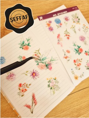 Sweet Twins - Şeffaf Floral & Leaf Temalı Laptop Notebook Telefon Tablet Ajanda Sticker Seti