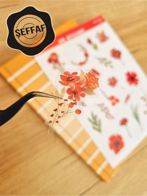 Sweet Twins - Şeffaf Floral & Leaf Temalı Laptop Notebook Telefon Tablet Ajanda Sticker Seti