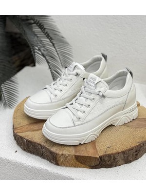 Benetton Guja 24Y314 Gizli Topuk Deri Kadın Sneaker Ayakkabı