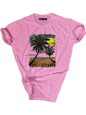 Bluu  Baskılı Tişört Outdoor Normal Kalıp Tshirt