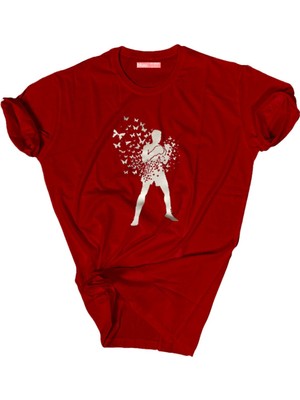 Bluu  Baskılı Tişört Outdoor Normal Kalıp Tshirt