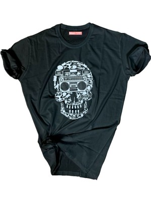 Bluu  Baskılı Tişört Outdoor Normal Kalıp Tshirt