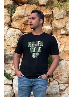 Bluu  Baskılı Tişört Outdoor Normal Kalıp Tshirt