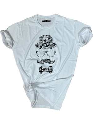 Bluu  Baskılı Tişört Outdoor Normal Kalıp Tshirt