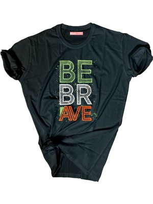 Bluu  Baskılı Tişört Outdoor Normal Kalıp Tshirt