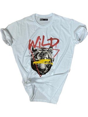 Bluu  Baskılı Tişört Outdoor Normal Kalıp Tshirt